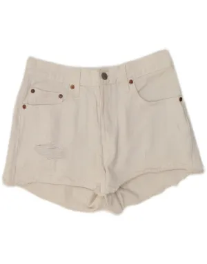 Anti Pill Treatment High Neck LEVI'S Womens Distressed Denim Shorts W27 Small White Cotton
