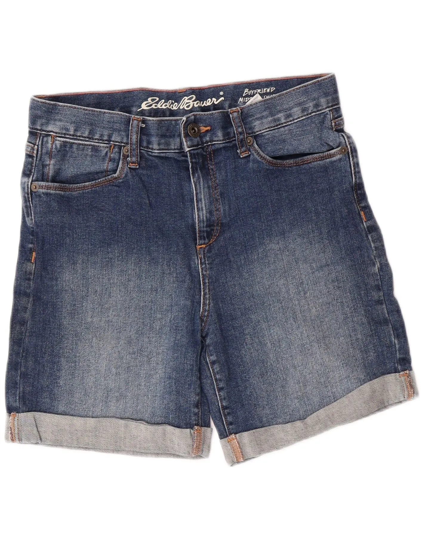 Anti-static Trendy designs EDDIE BAUER Womens Boyfriend Mid Rise Denim Shorts US 2 XS W28 Blue Cotton