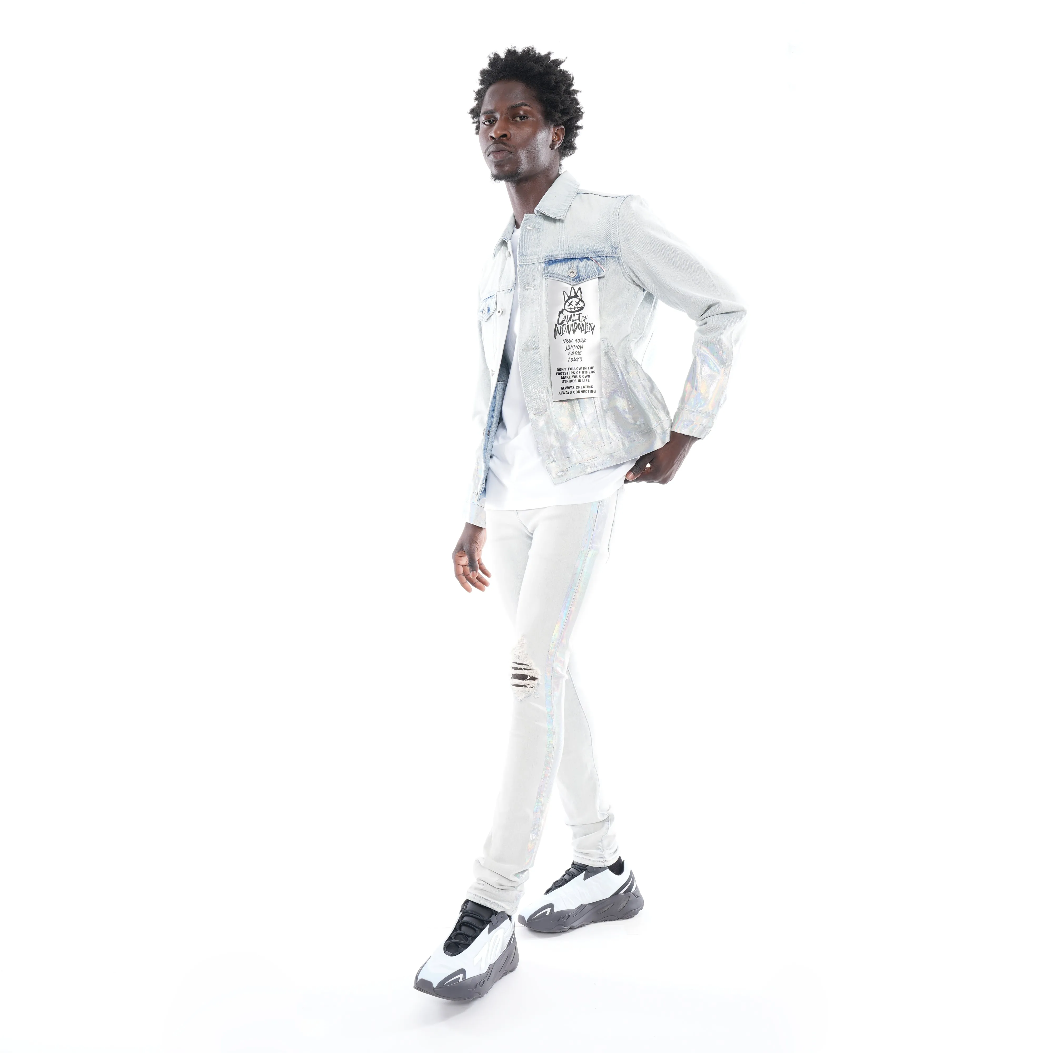 PUNK SUPER SKINNY BELTED STRETCH IN FOIL Flexible Style