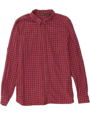 High Neck Premium Finish EDDIE BAUER Womens Shirt UK 14 Medium Pink Gingham Cotton