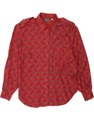 BBQ Party Mature Elegance STEFANEL Womens Shirt UK 16 Large Red Paisley Cotton