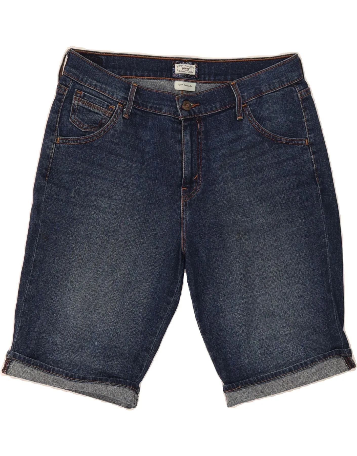 Subtle Print LEVI'S Womens 515 Bermuda Denim Shorts US 10 Large W32  Blue Cotton