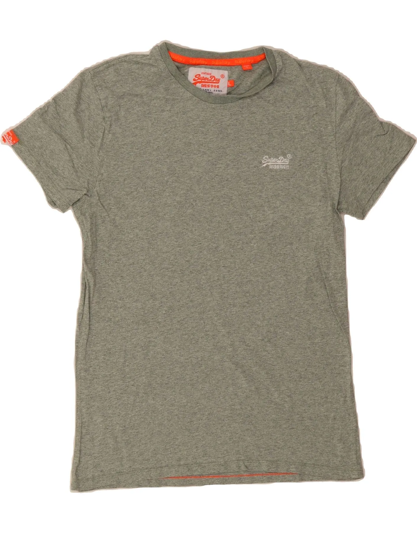 SUPERDRY Womens T-Shirt Top Large Green Flecked Wrinkle-Free Sporty Style
