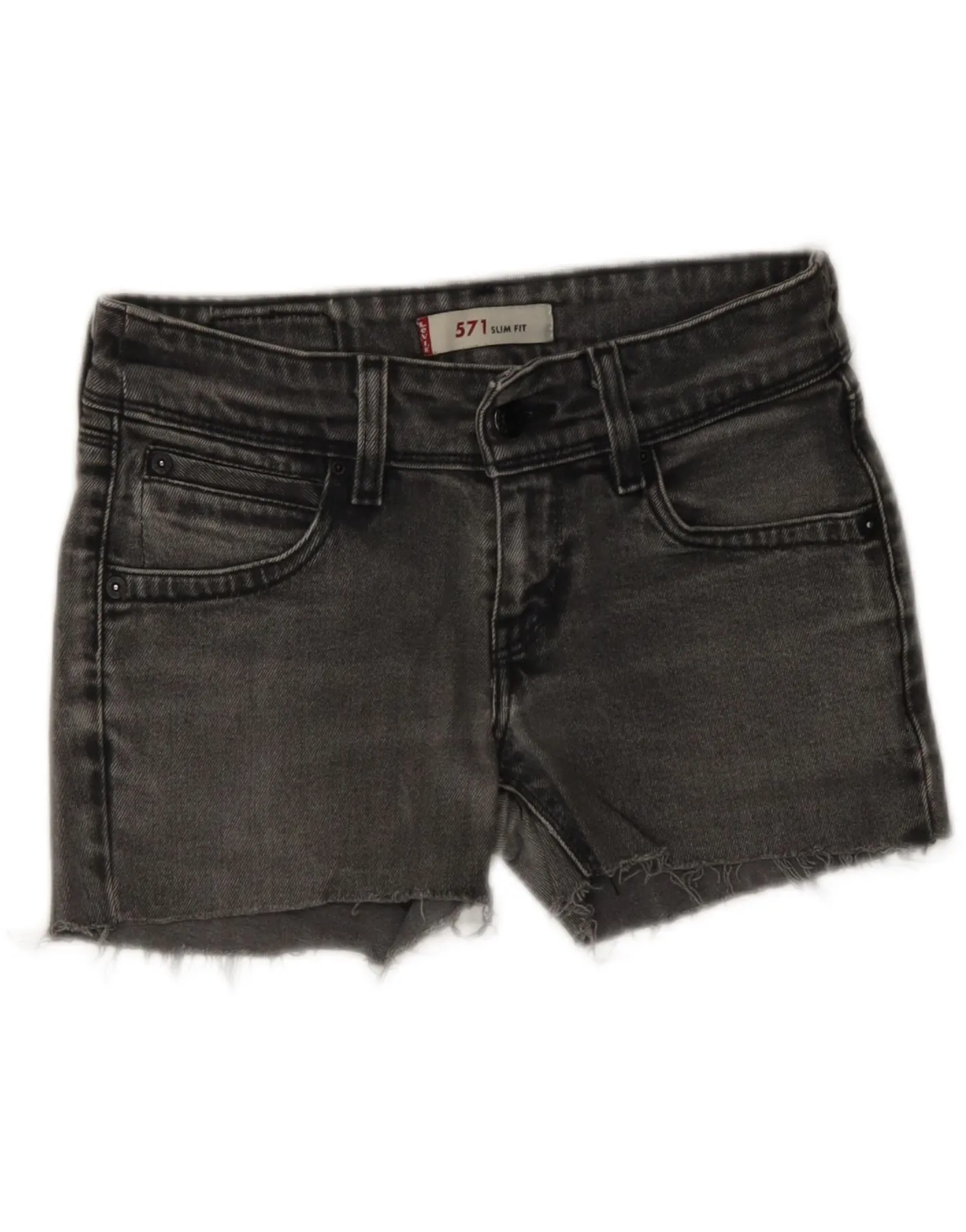 LEVI'S Womens 571 Slim Fit Denim Shorts W28 Medium Grey Cotton Fashion Forward Functional Design