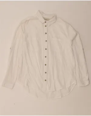 High Neck Night Out OASIS Womens Denim Shirt UK 8 Small White Cotton