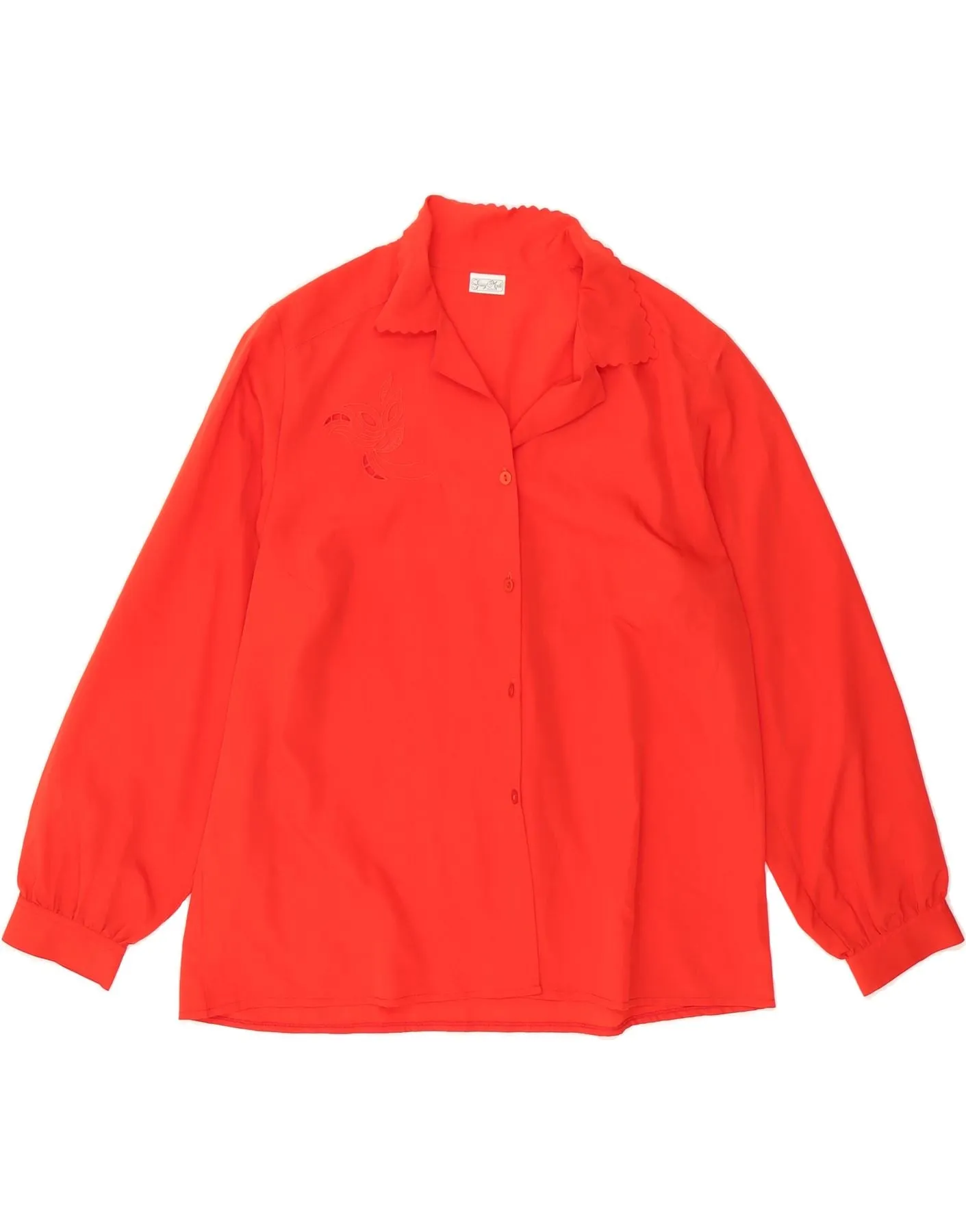 Breathable Cotton VINTAGE Womens Shirt Blouse UK 16 Large Red