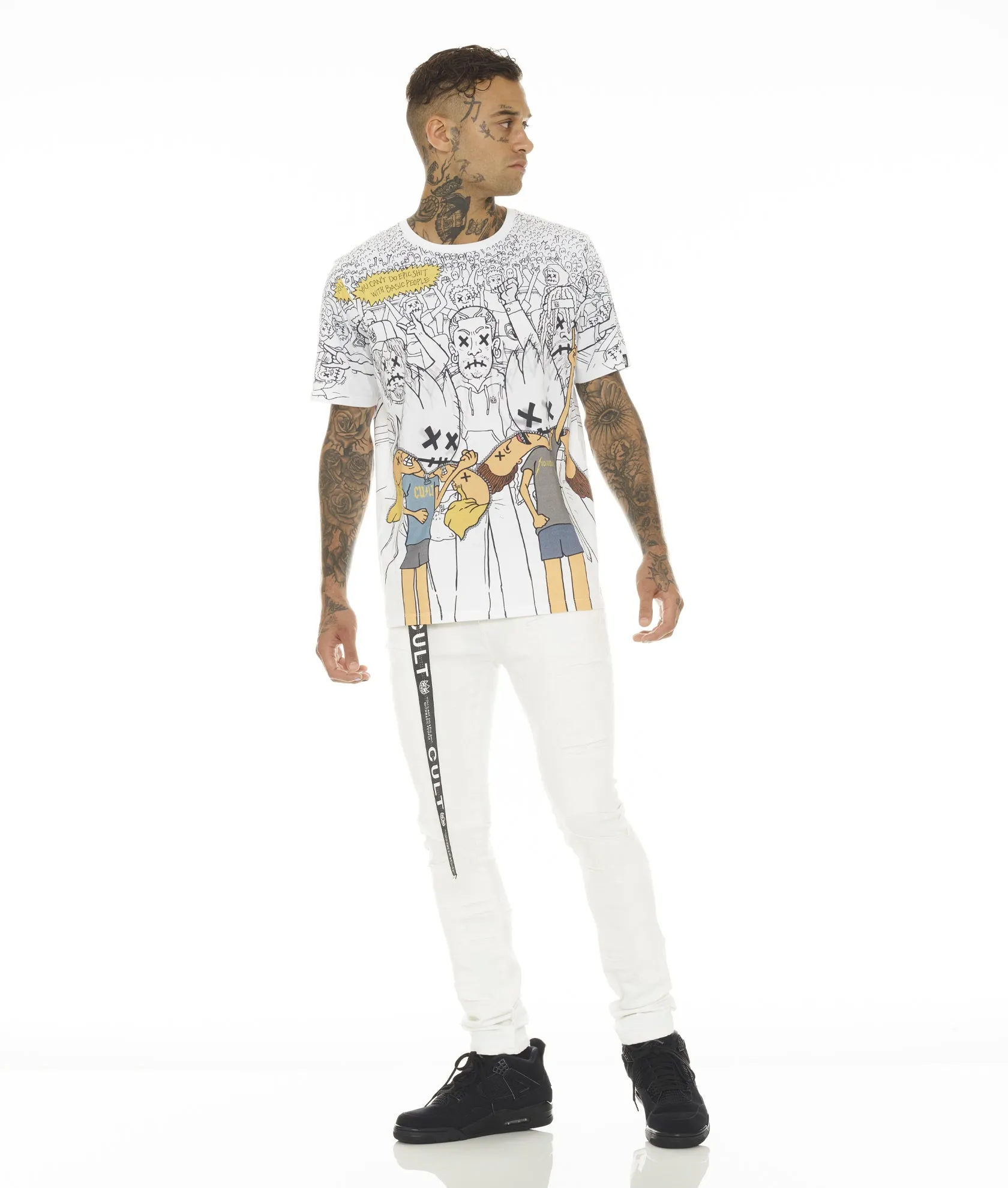 PUNK SUPER SKINNY STRETCH /w BELT IN WHITE GRUNDGE Quality Staple