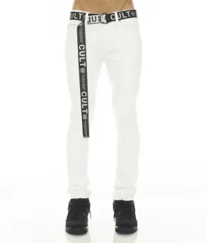 Cool Classic PUNK SUPER SKINNY STRETCH /w BELT IN WHITE GRUNDGE