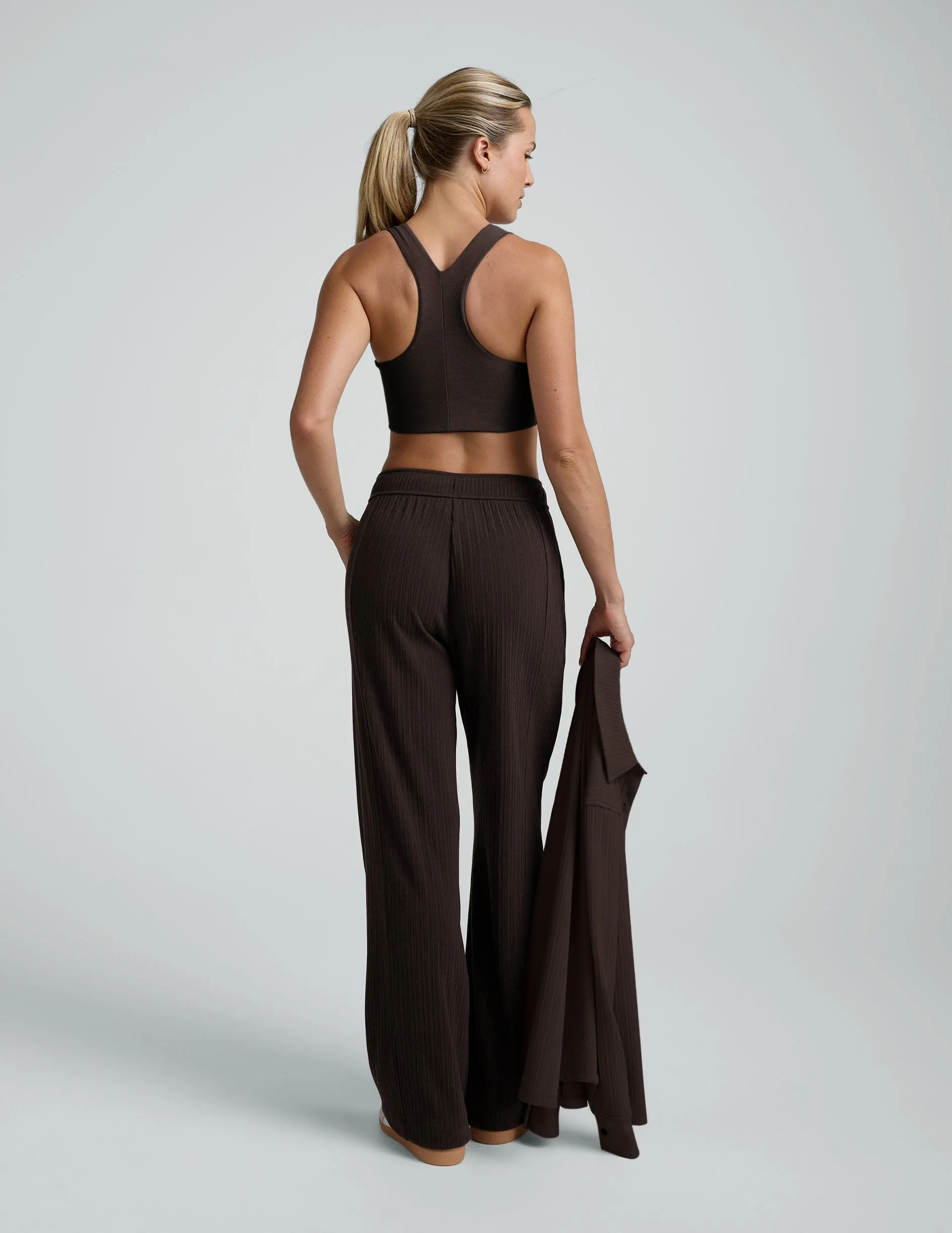 Noise Reduciting Fabric Seasonal Basic Breathe Easy Ribbed Wide Leg Pant