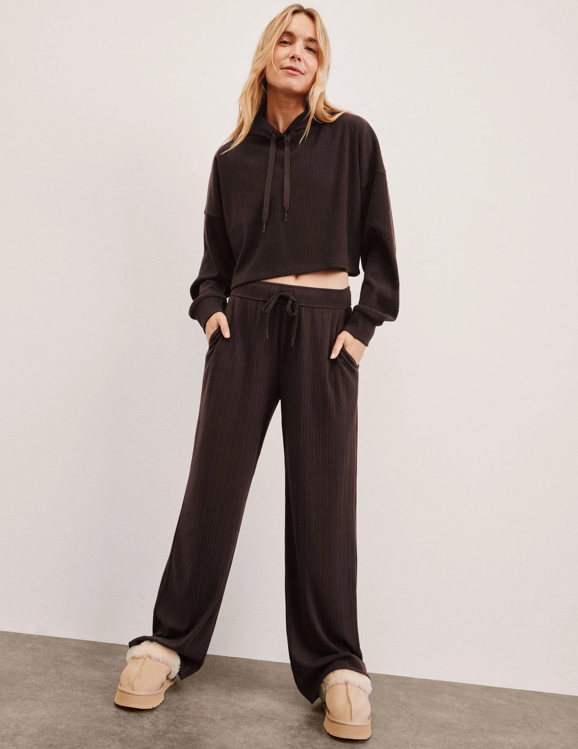 All Day Use MachineWashable Breathe Easy Ribbed Wide Leg Pant
