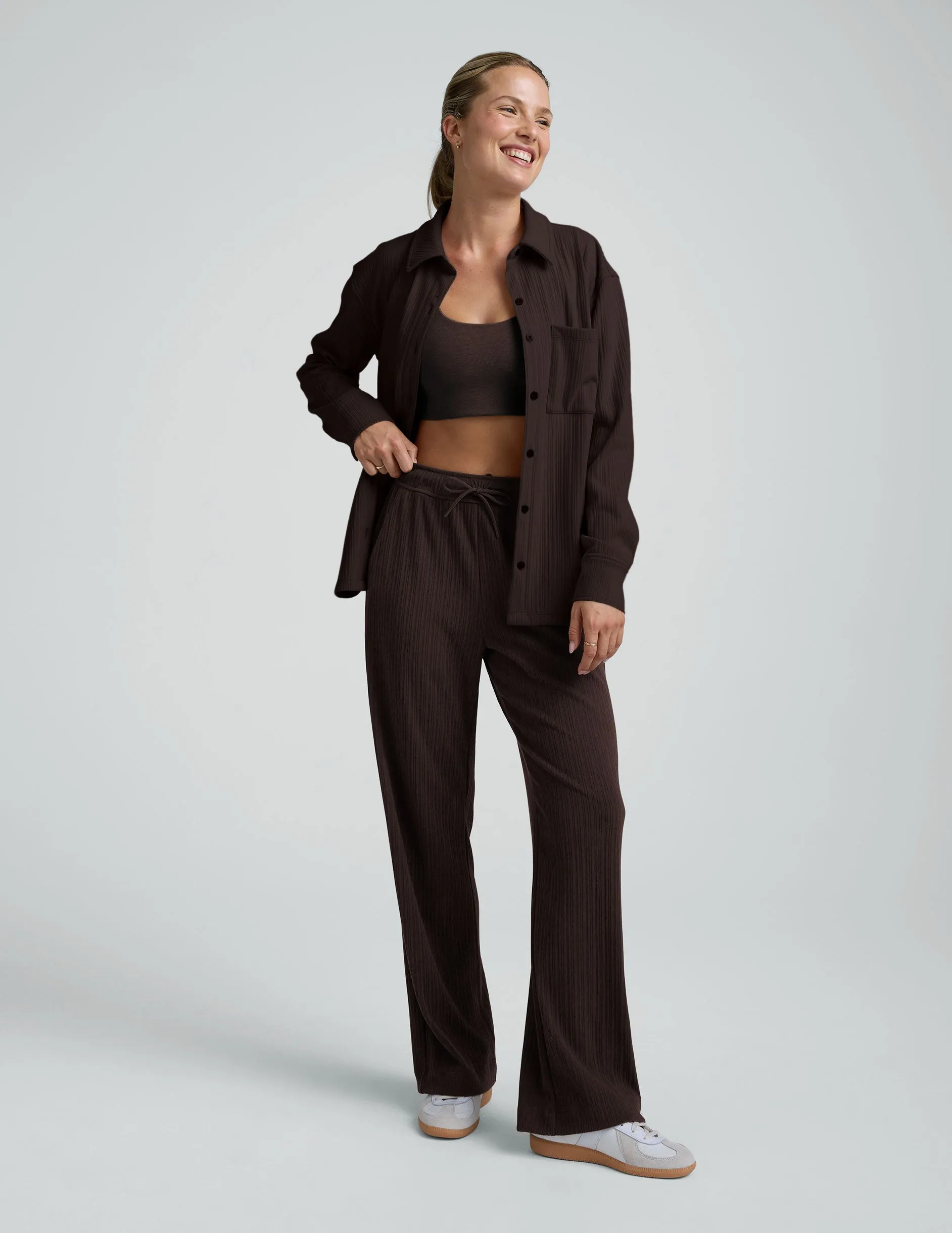 Breathe Easy Ribbed Wide Leg Pant AntibacterialCoating