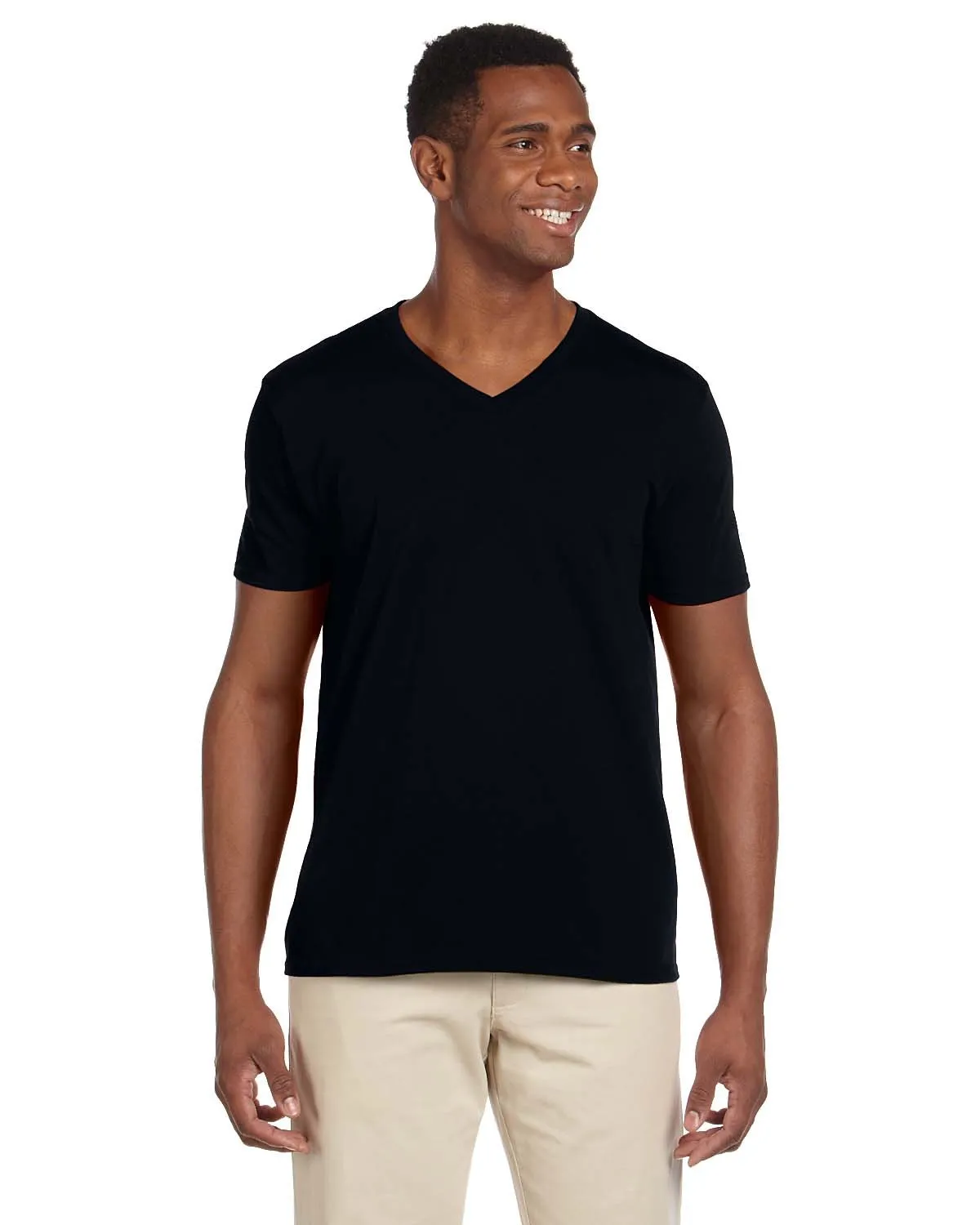monochromatic Gildan G64V Adult Softstyle V-Neck T-Shirt