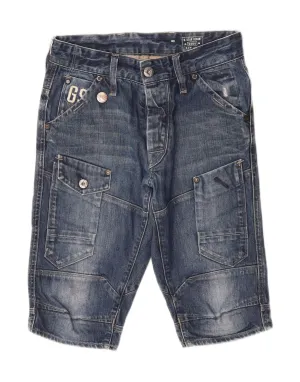 G-STAR Mens Graphic Cargo Shorts W27 XS Blue Cotton Wide-leg cut