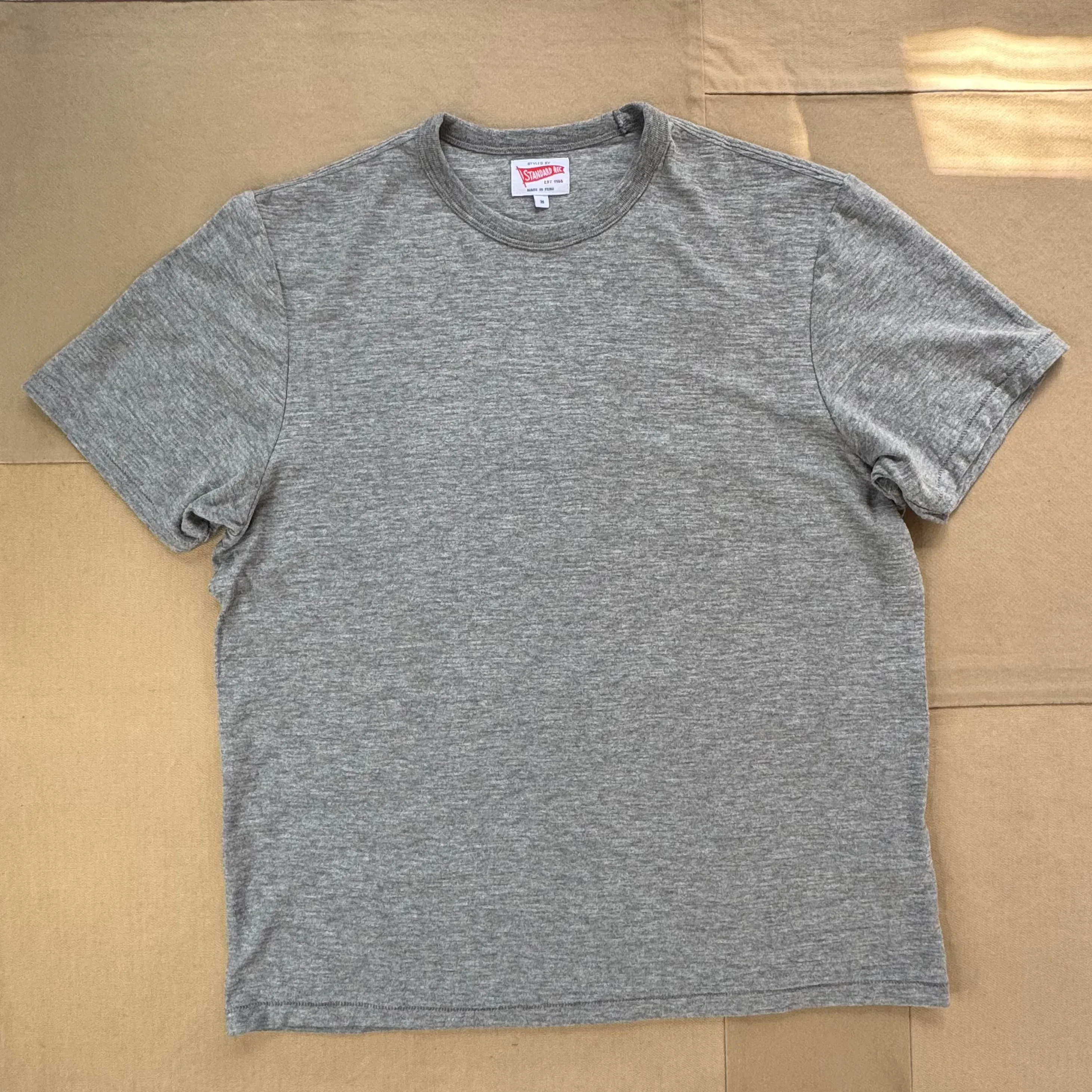 Short Sleeve Slub T-shirt, Oyster Recycled Polyester Thread