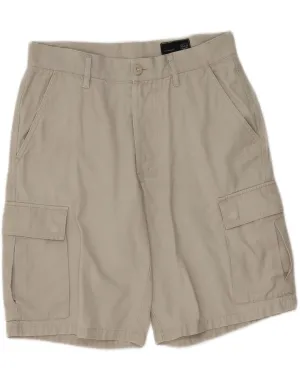 Light Layer Faux Leather GAS Mens Cargo Shorts W31 Medium Grey Cotton