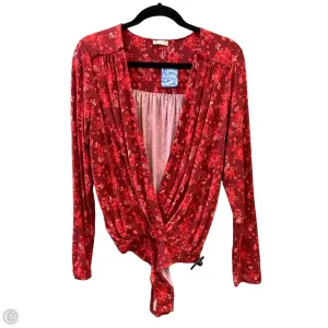 Bodysuit By Free People In Red, Size: L stretch fabric bodysuit