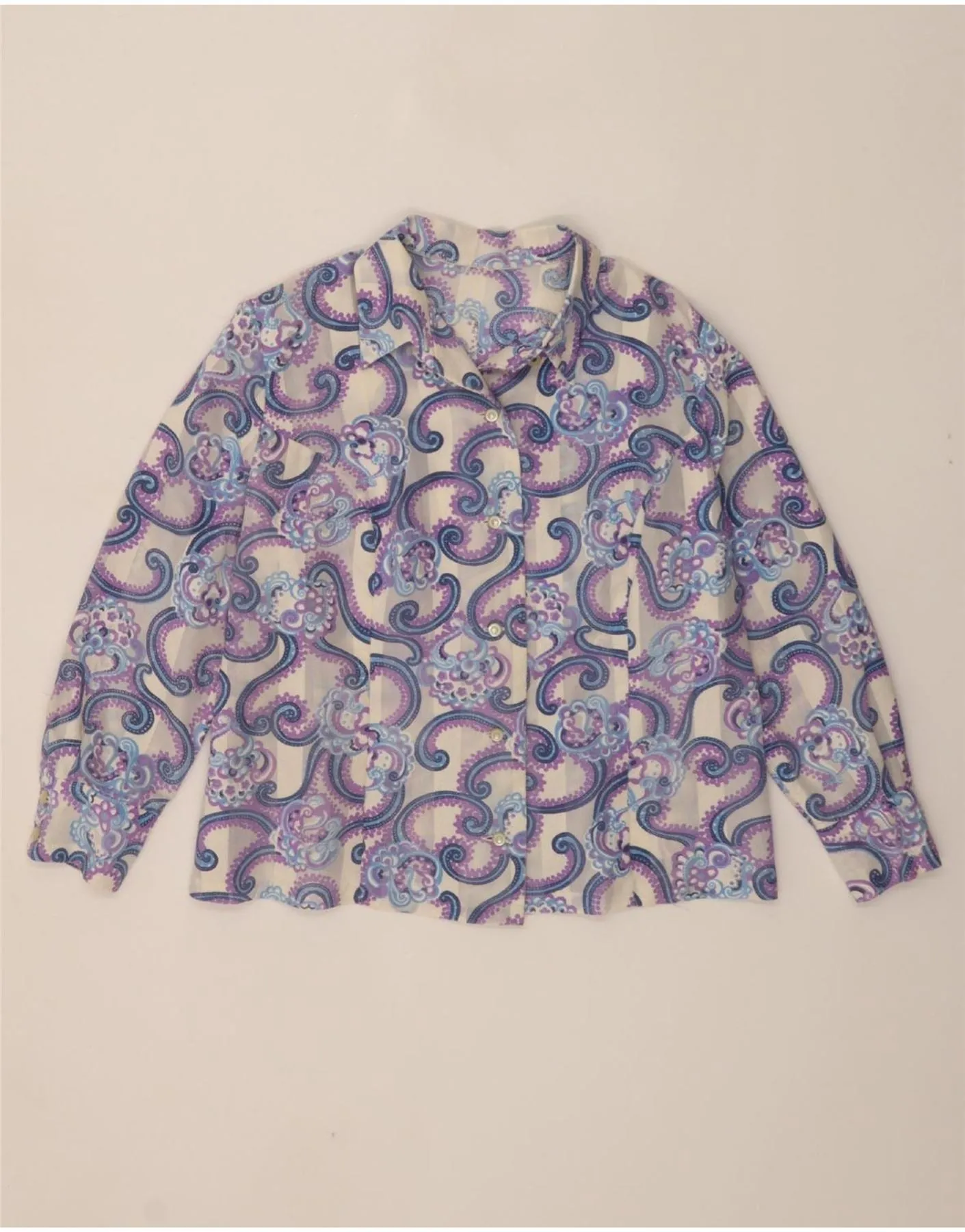 Tuckable Hem VINTAGE Womens Shirt EU 48 2XL Purple Paisley