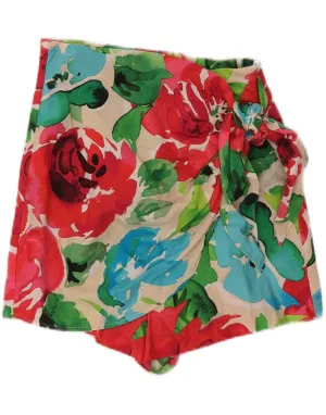 ZARA Womens High Waist Casual Shorts XS W24 Multicoloured Floral Linen UV Protective Fabric Functional Design