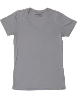 EDDIE BAUER Womens T-Shirt Top UK 14 Large Grey Cotton Micro Perforation
