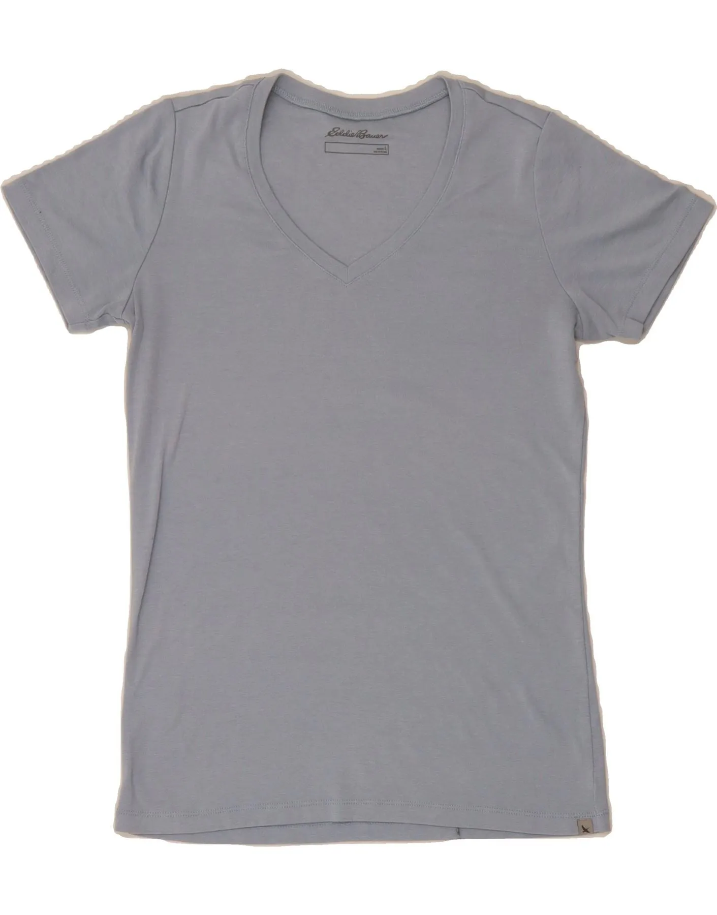 EDDIE BAUER Womens T-Shirt Top UK 14 Large Grey Cotton Micro Perforation