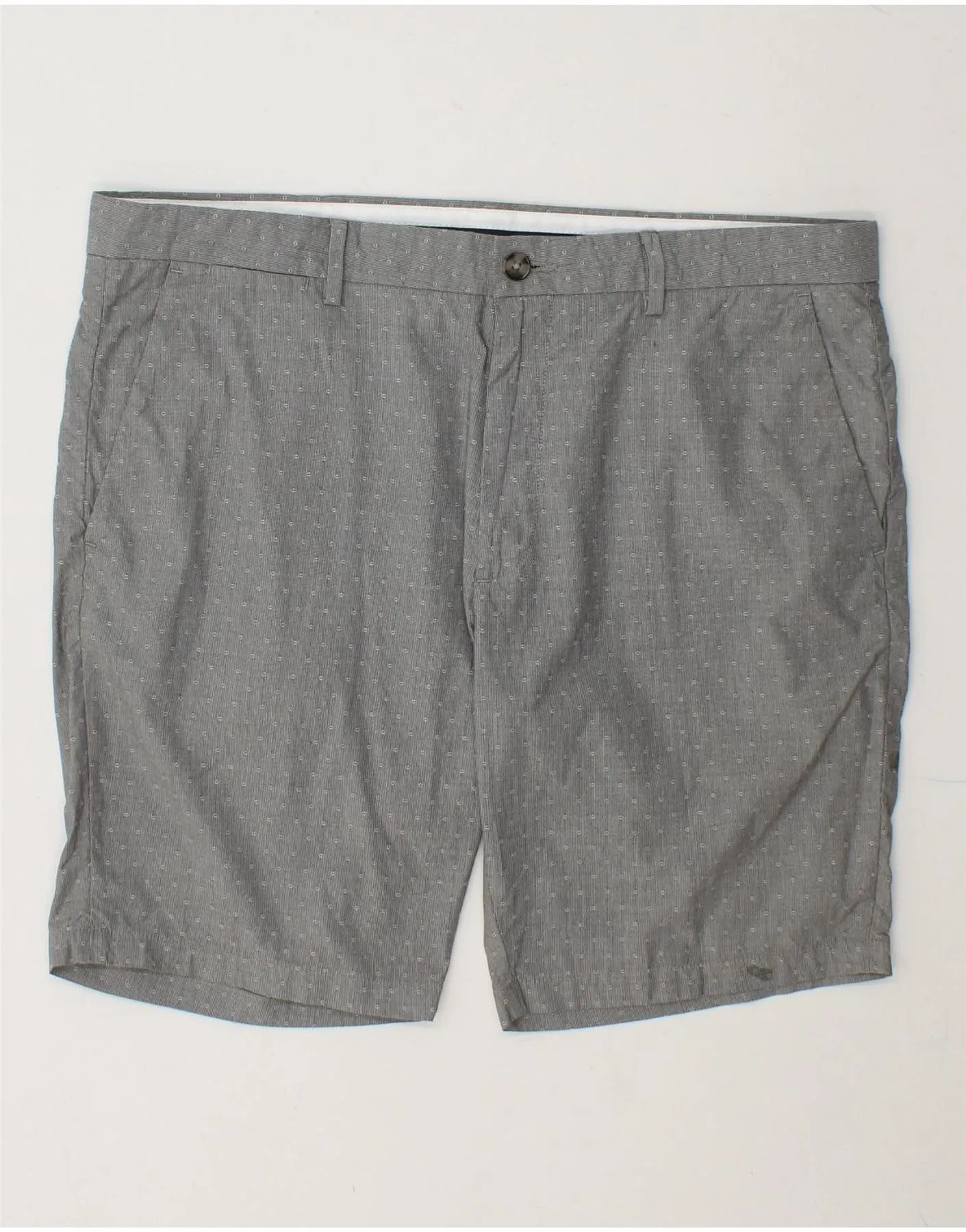 MARKS & SPENCER Mens Chino Shorts W38 XL Grey Spotted Cotton WindResistantWeave Casual Outfit