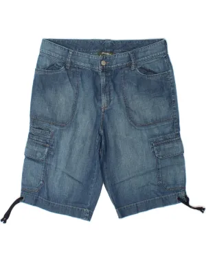 EDDIE BAUER Womens Denim Cargo Shorts US 10 Large W34 Blue Cotton Checkered Style