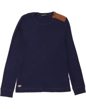 Embroidered Functional Wearable RALPH LAUREN Womens Top Long Sleeve UK 18 XL Navy Blue Cotton