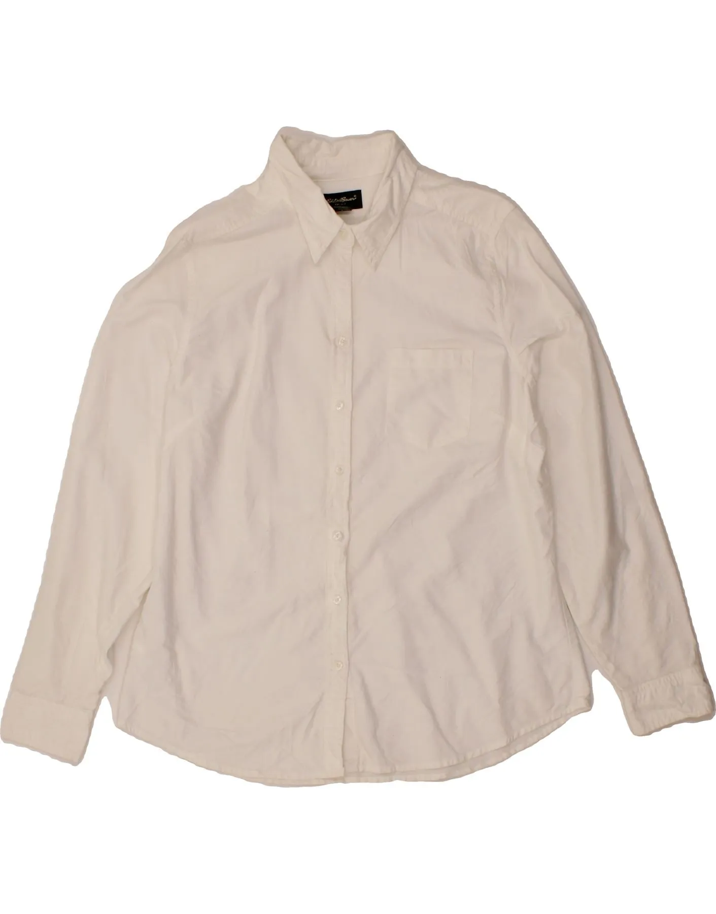EDDIE BAUER Womens Shirt UK 16 Large White Cotton Low Profile Pocket Design Contemporary Style