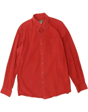 EDDIE BAUER Mens Shirt Medium Burgundy Classic Collar Shimmer Effect