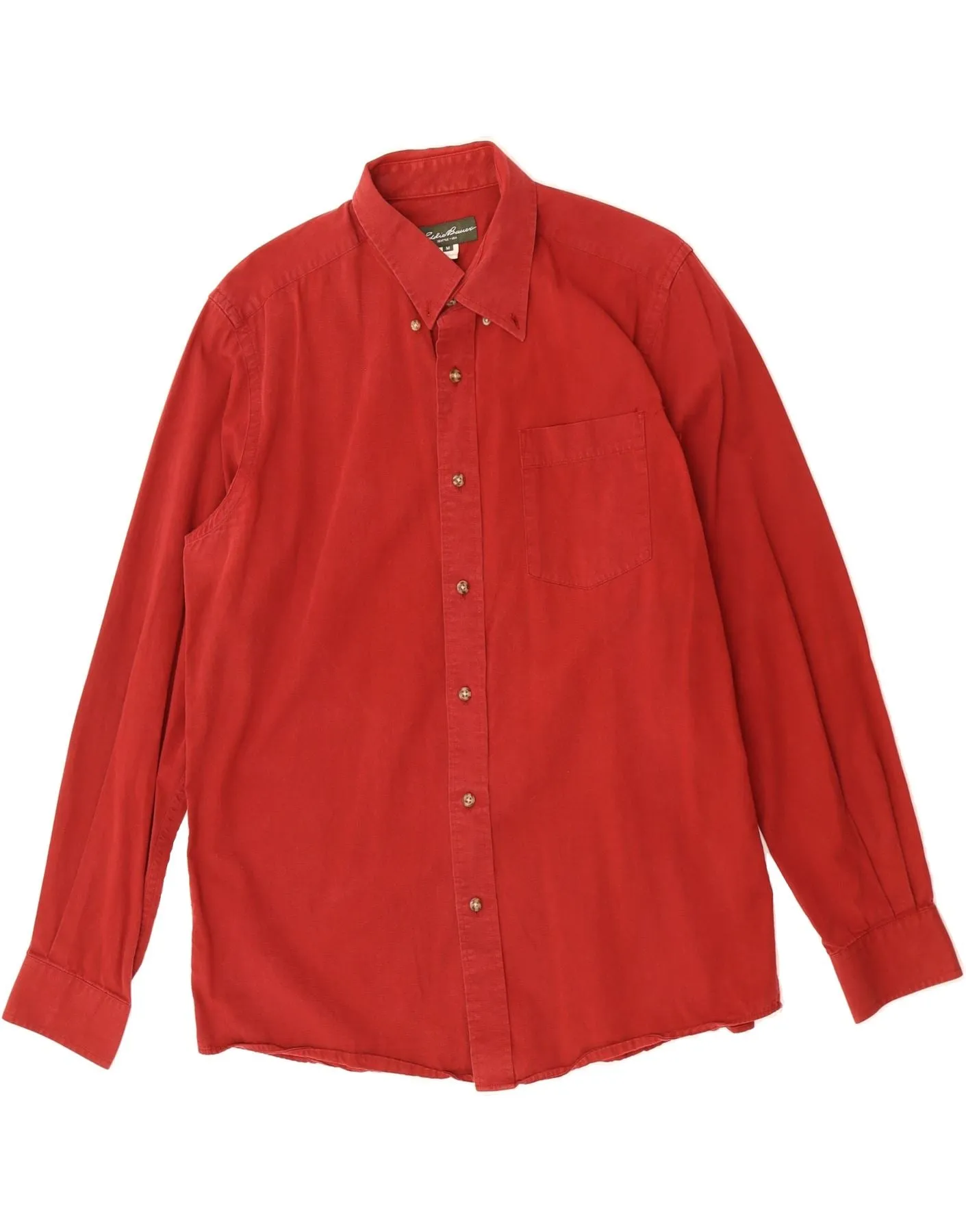 EDDIE BAUER Mens Shirt Medium Burgundy Classic Collar Shimmer Effect