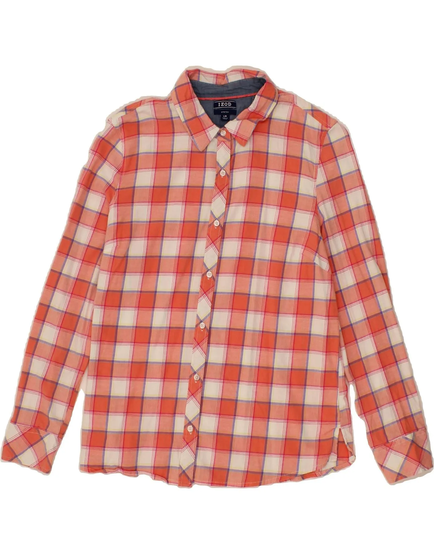 IZOD Womens Shirt UK 16 Large Red Check Cotton Multi Pocket Design