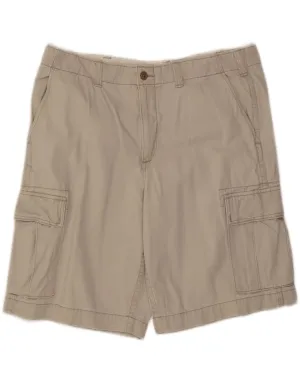 EDDIE BAUER Mens Cargo Shorts W38 XL Beige Cotton Outdoor Look Effortless Comfort