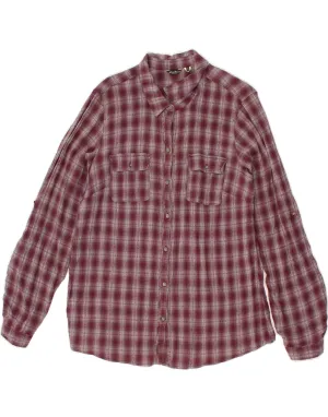 Thermal regulation EDDIE BAUER Womens Shirt UK 16 Large Burgundy Check Cotton