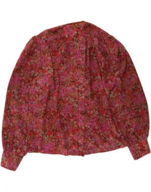 VINTAGE Womens Shirt Blouse UK 16 Large Red Floral Flexible Movement Lightweight Material
