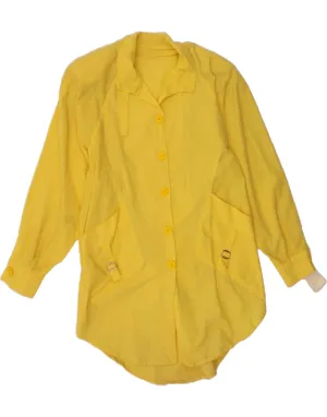 VINTAGE Womens Shirt Dress UK 16 Large Yellow Cotton Everyday Outfit Soft Collar Design