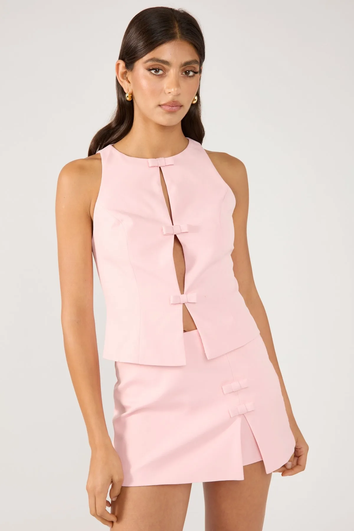 Perfect Stranger Bowette Vest Top Light Pink commitment Anti Pilling Treatment