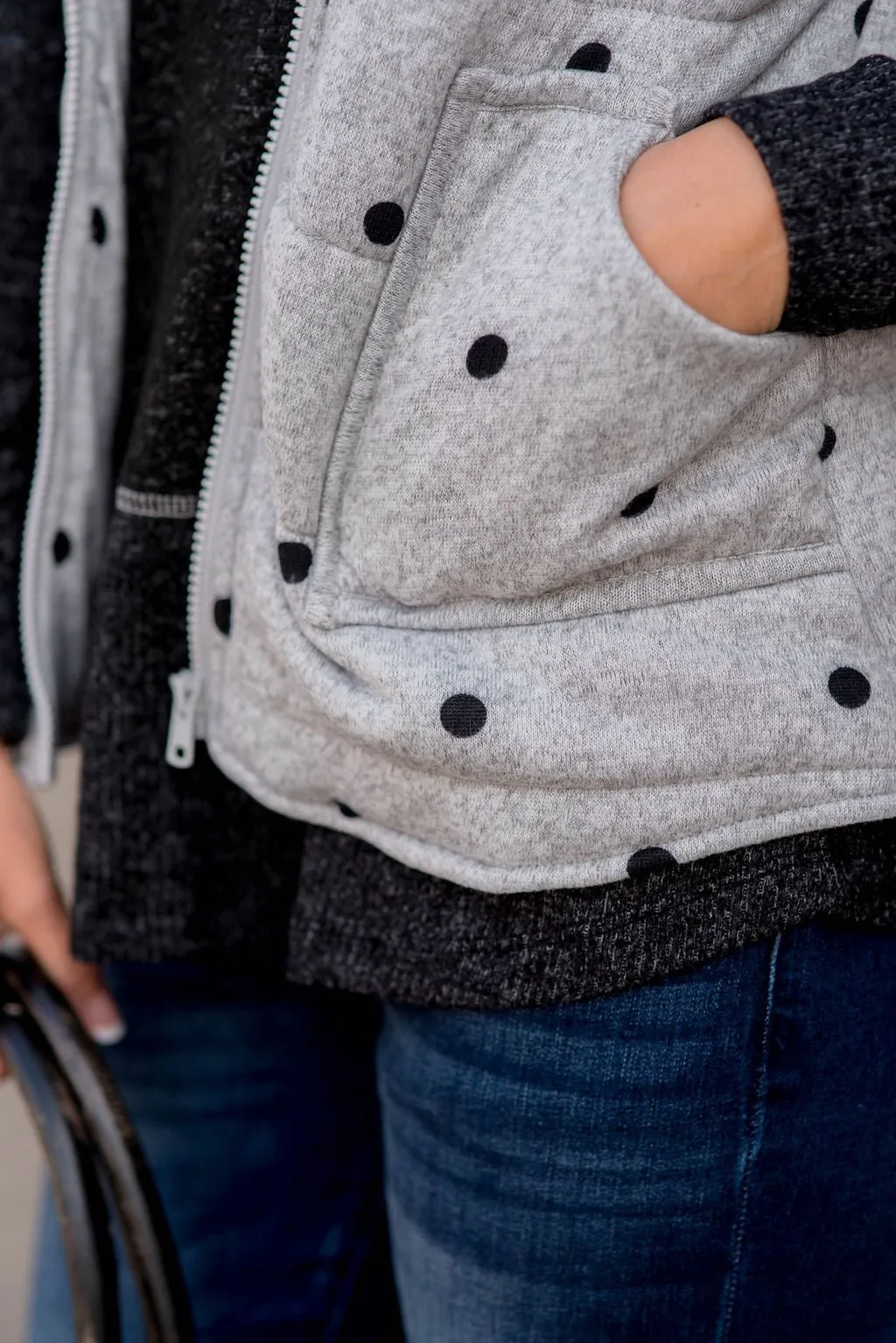 Polka Dot Puffer Vest Moisture Wicking Material