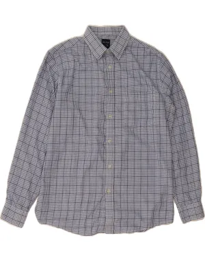 JAMES PRINGLE Mens Shirt Medium Blue Houndstooth Cotton Anti Pilling Treatment Lakeside Relaxation