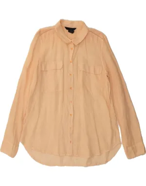 CALVIN KLEIN Womens Shirt UK 18 XL Beige Ramie Festival Fashion Snag Free Surface