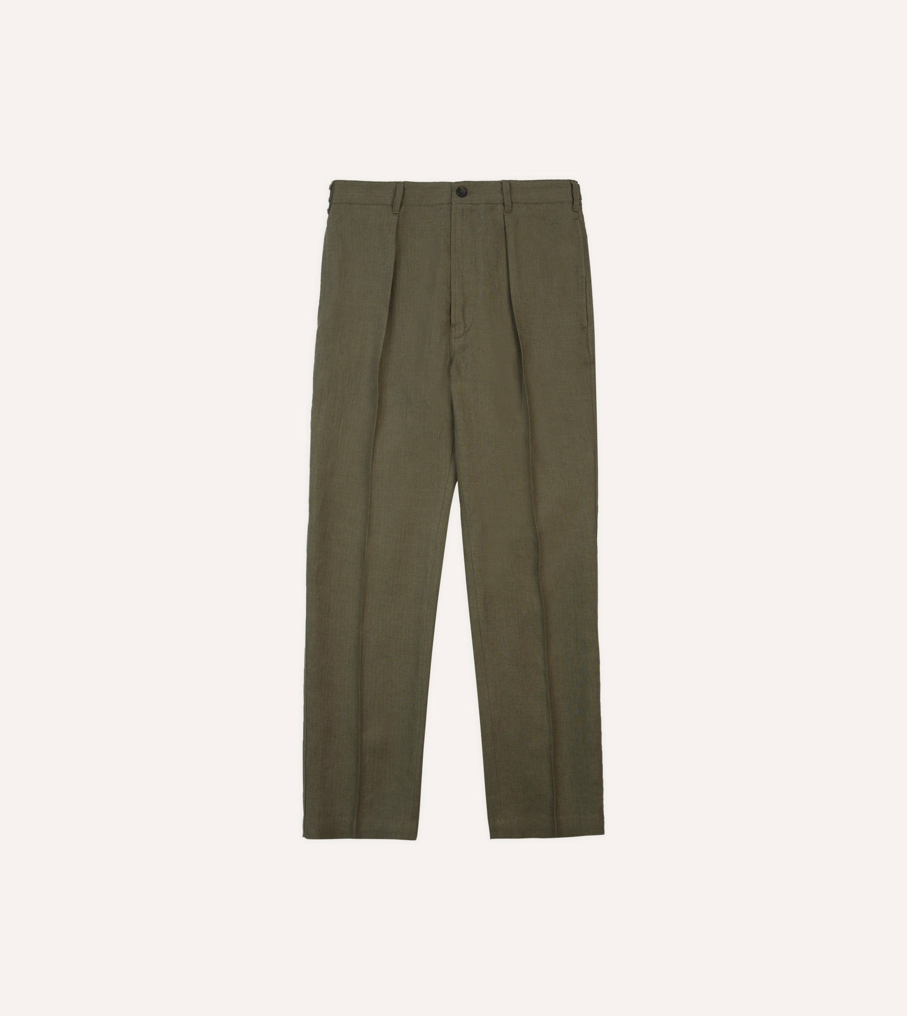 Polished Work Look Comfortable Look Olive Antique Linen Games Trousers