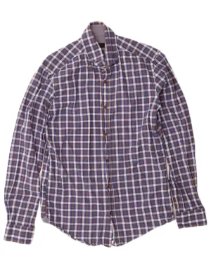 Wrinkle Resistant Material HUGO BOSS Mens Slim Fit Shirt Small Blue Check Cotton