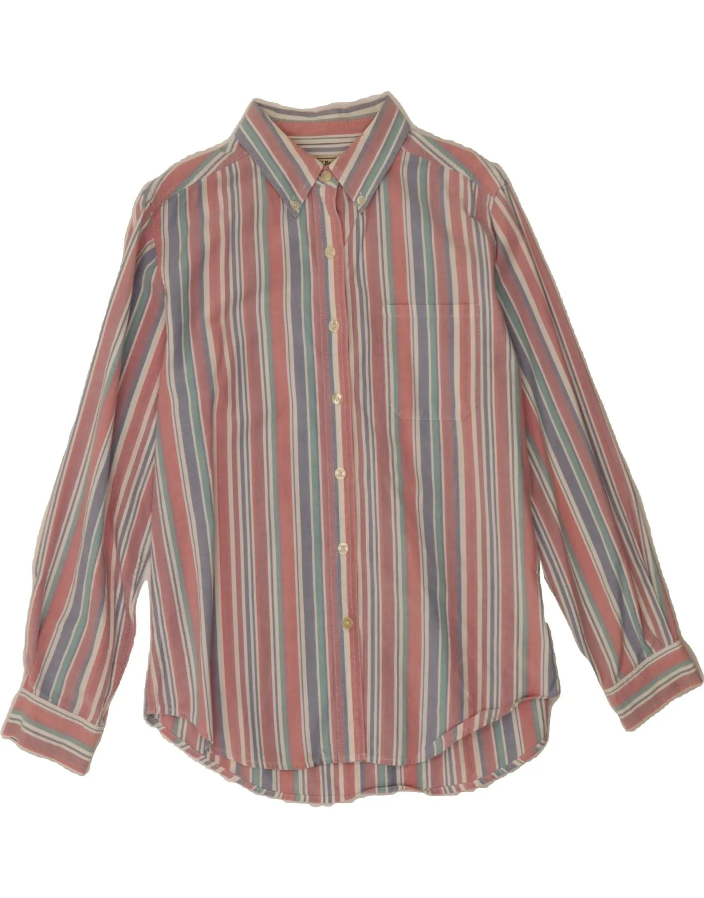 Youthful Appeal Anniversary Celebration L.L.BEAN Womens Shirt UK 14 Medium Multicoloured Striped Cotton
