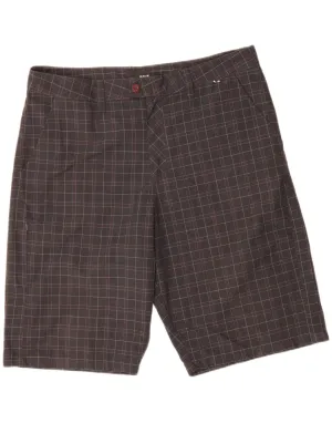 HURLEY Mens Cargo Shorts W38 XL Black Check Polyester Side Pockets Outdoor Activity