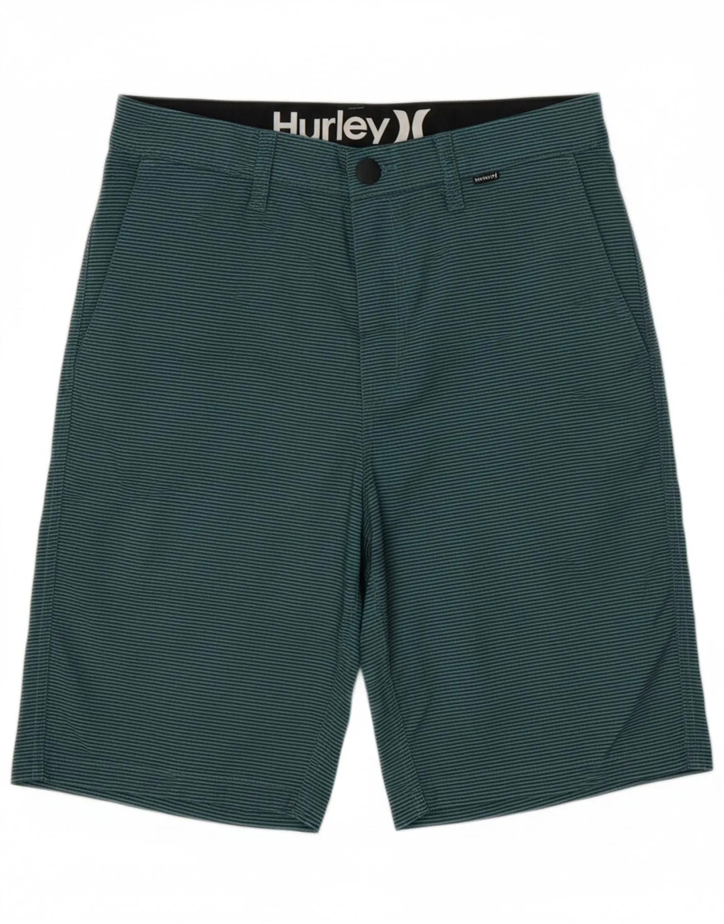 HURLEY Mens Chino Shorts W28 Small  Blue Striped Polyester Flexible Design Soft Comfort