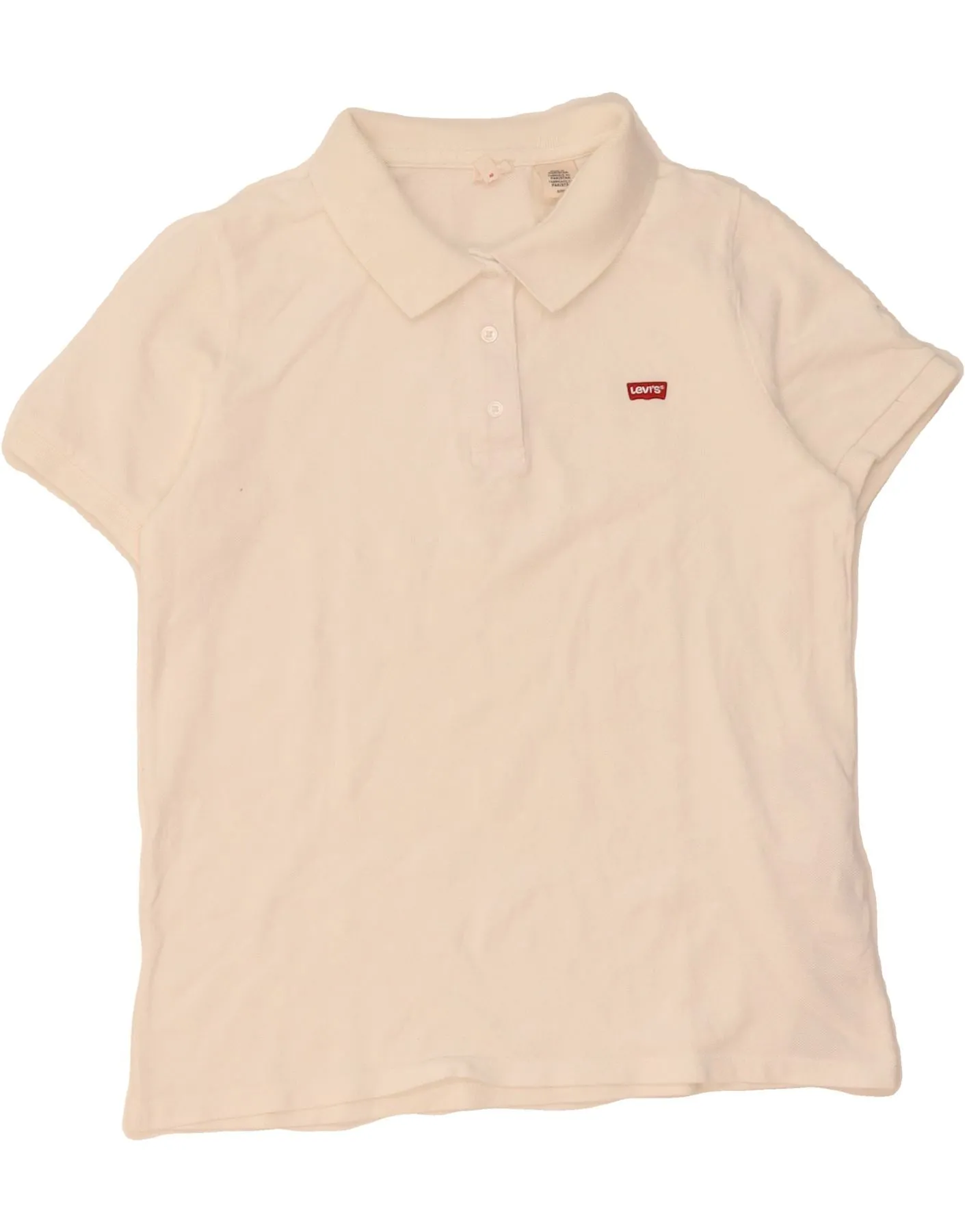 Casual Chic Look LEVI'S Womens Polo Shirt UK 10 Small White Cotton