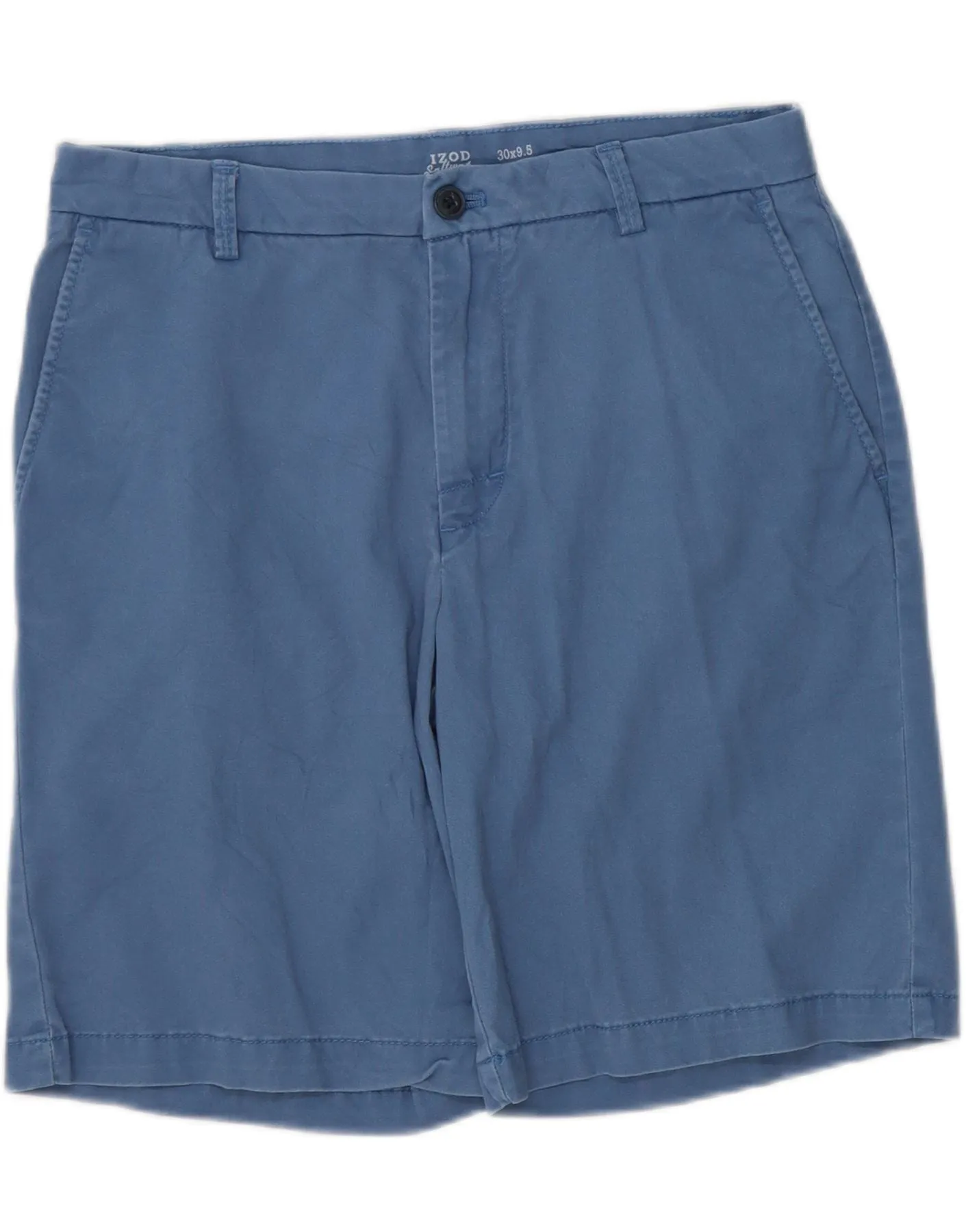 IZOD Mens Salt Water Chino Shorts W30 Medium  Blue Cotton Relaxed Look Festival Outfit