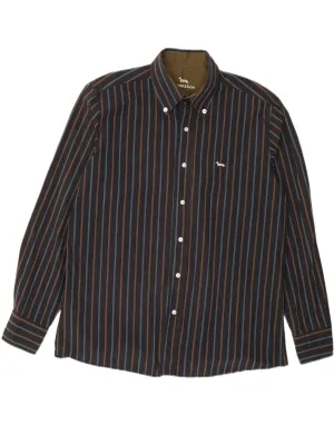 HARMONT & BLAINE Mens Shirt XL Black Striped Flexible Shoulder Construction Multi Pocket Utility