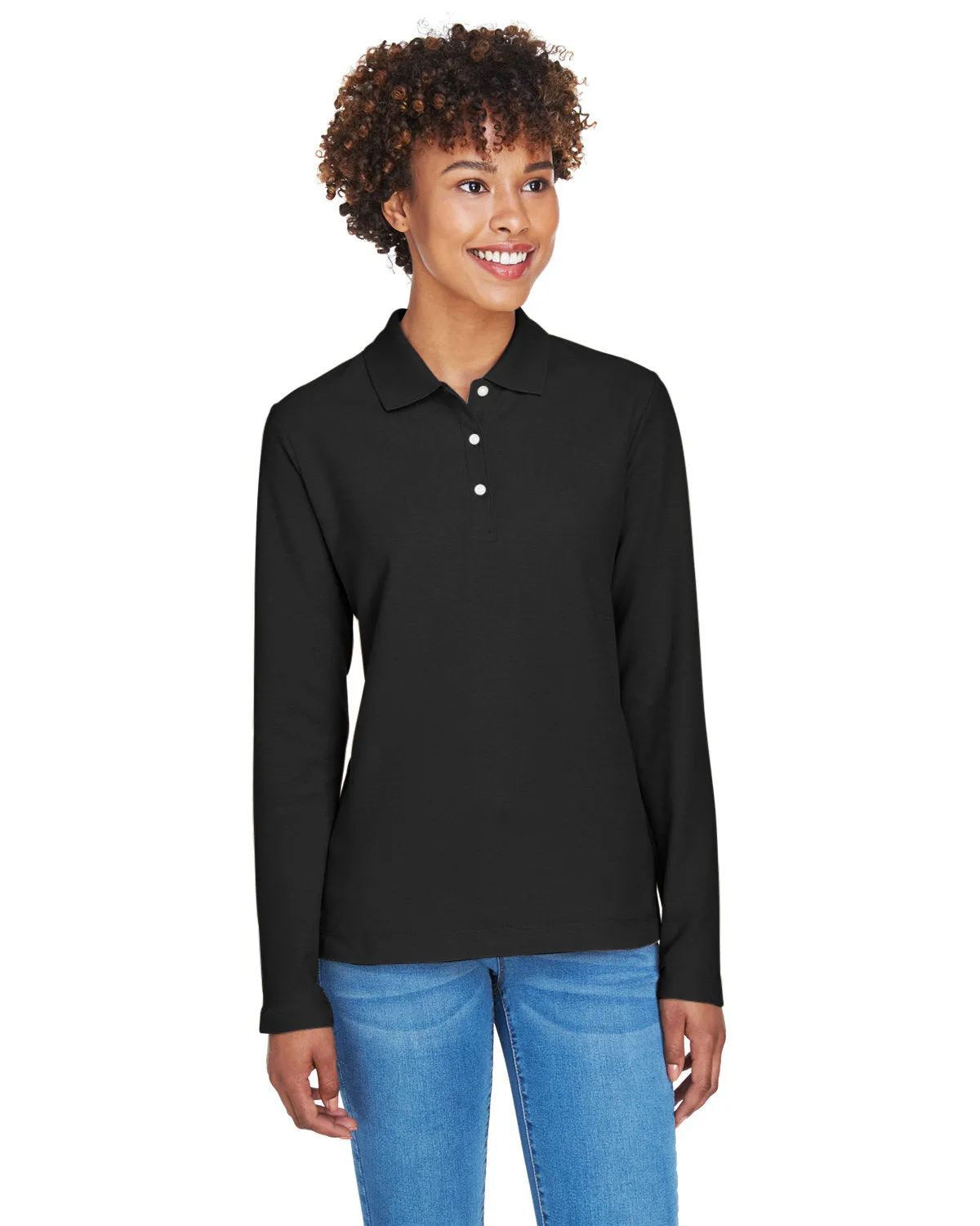 Devon & Jones D110W Ladies' Pima Piqu Long-Sleeve Polo All Day Comfort