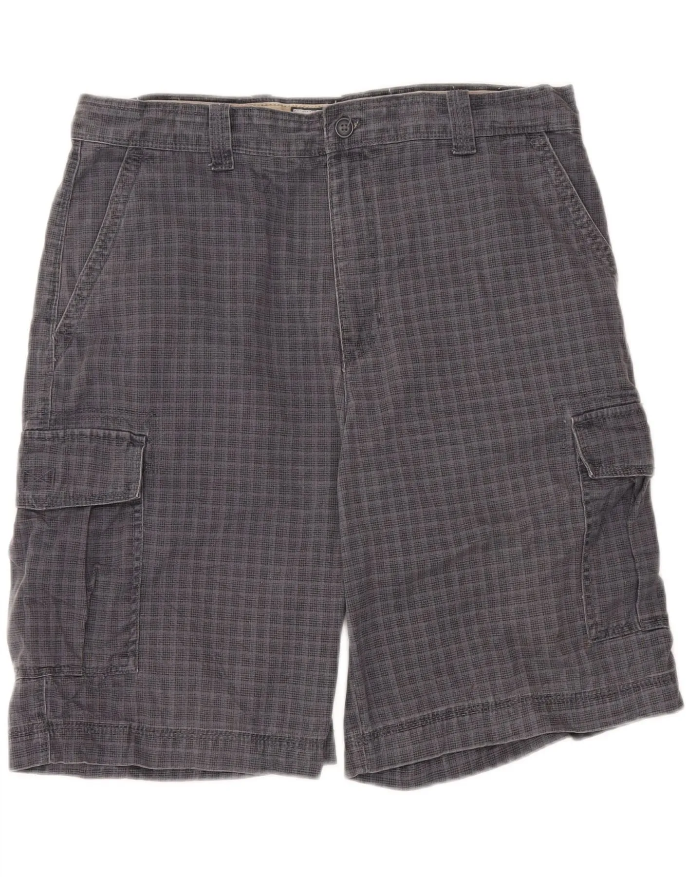 Minimal Comfort campers IZOD Mens Cargo Shorts  W36 Large  Grey Check Cotton