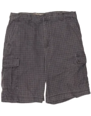 Minimal Comfort campers IZOD Mens Cargo Shorts  W36 Large  Grey Check Cotton